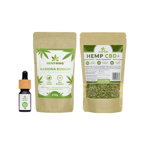 zestaw olej CBD5% natural susz nasiona konopii