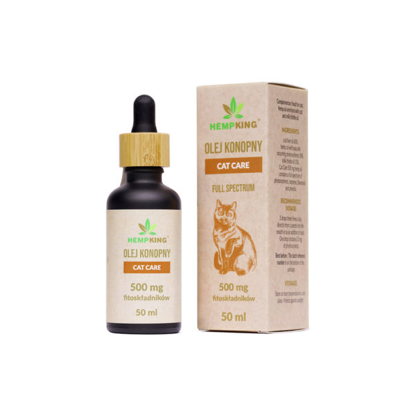 Olej konopny dla kota 50 ml 500 mg fitoskładników HempKing