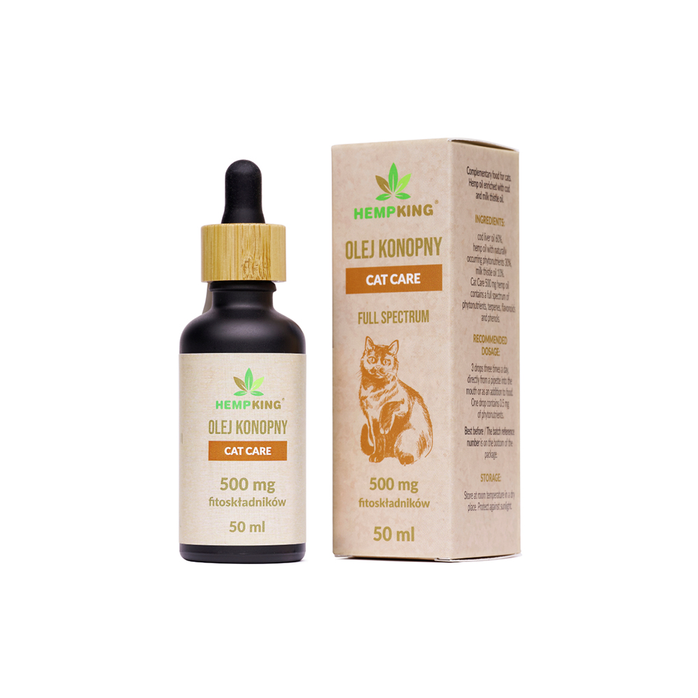 Olej konopny dla kota 50 ml 500 mg fitoskładników HempKing